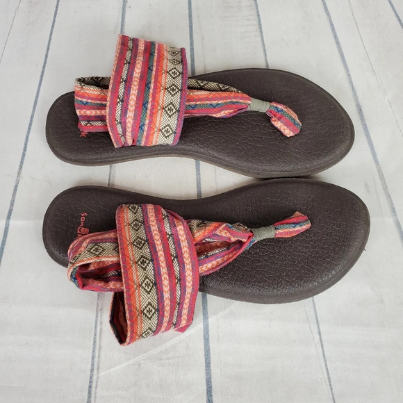 Sanuk Yoga Sling Flip Flop Sandals Southwestern Pattern - Picture 5 of 9